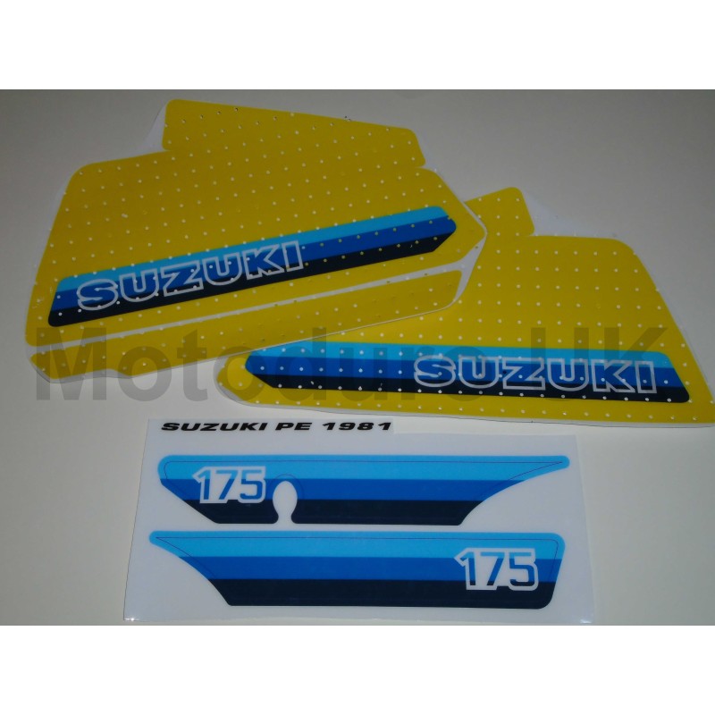 Suzuki PE175X 1981 Complete Decal Sets for Plastic Tank Models