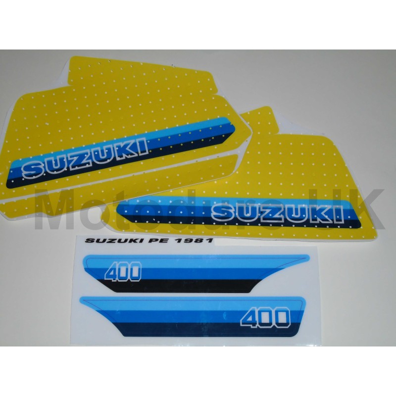 Suzuki PE400X 1981 Complete Decal Sets for Plastic Tank Models